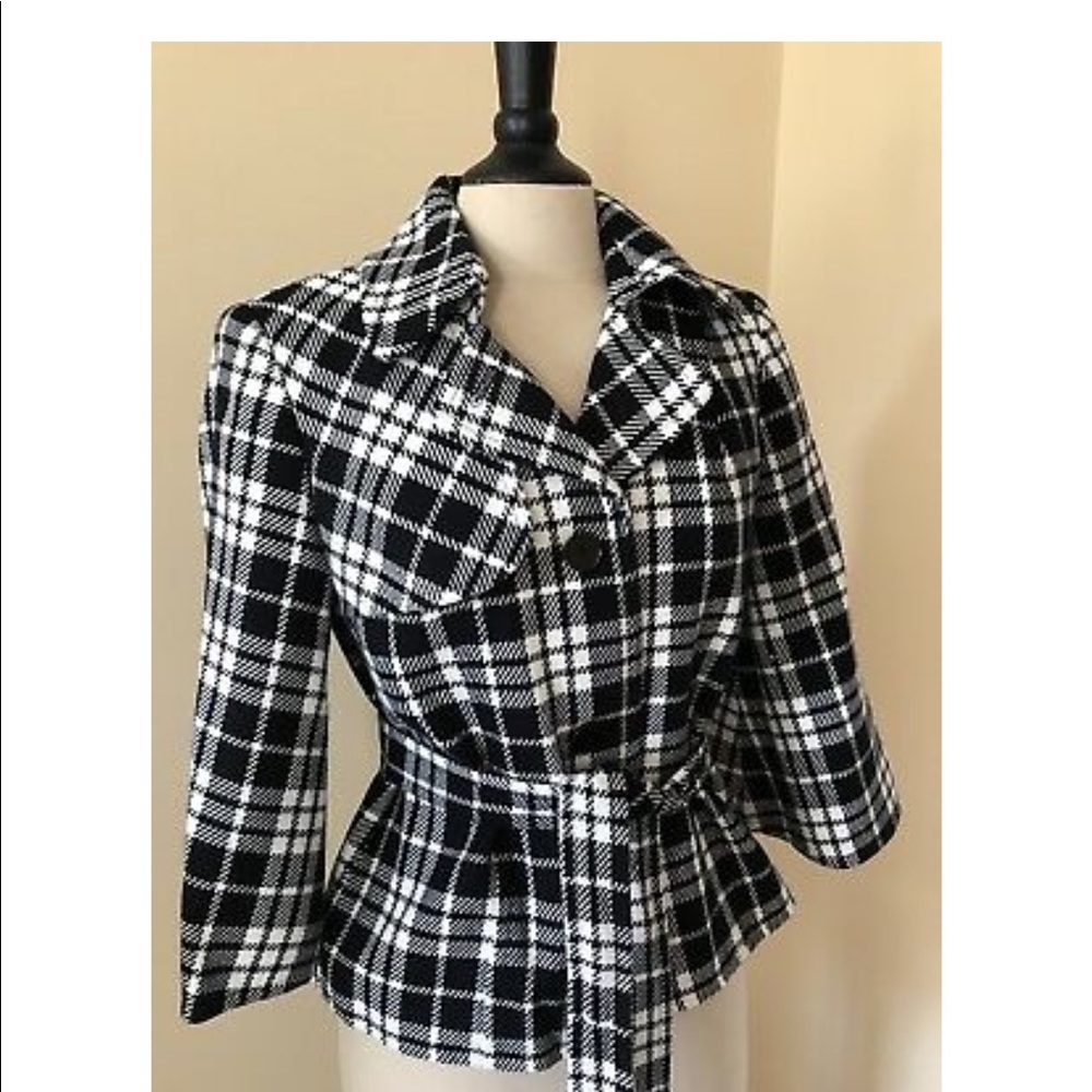 East 5th Pea Coat-- Black/White Plaid